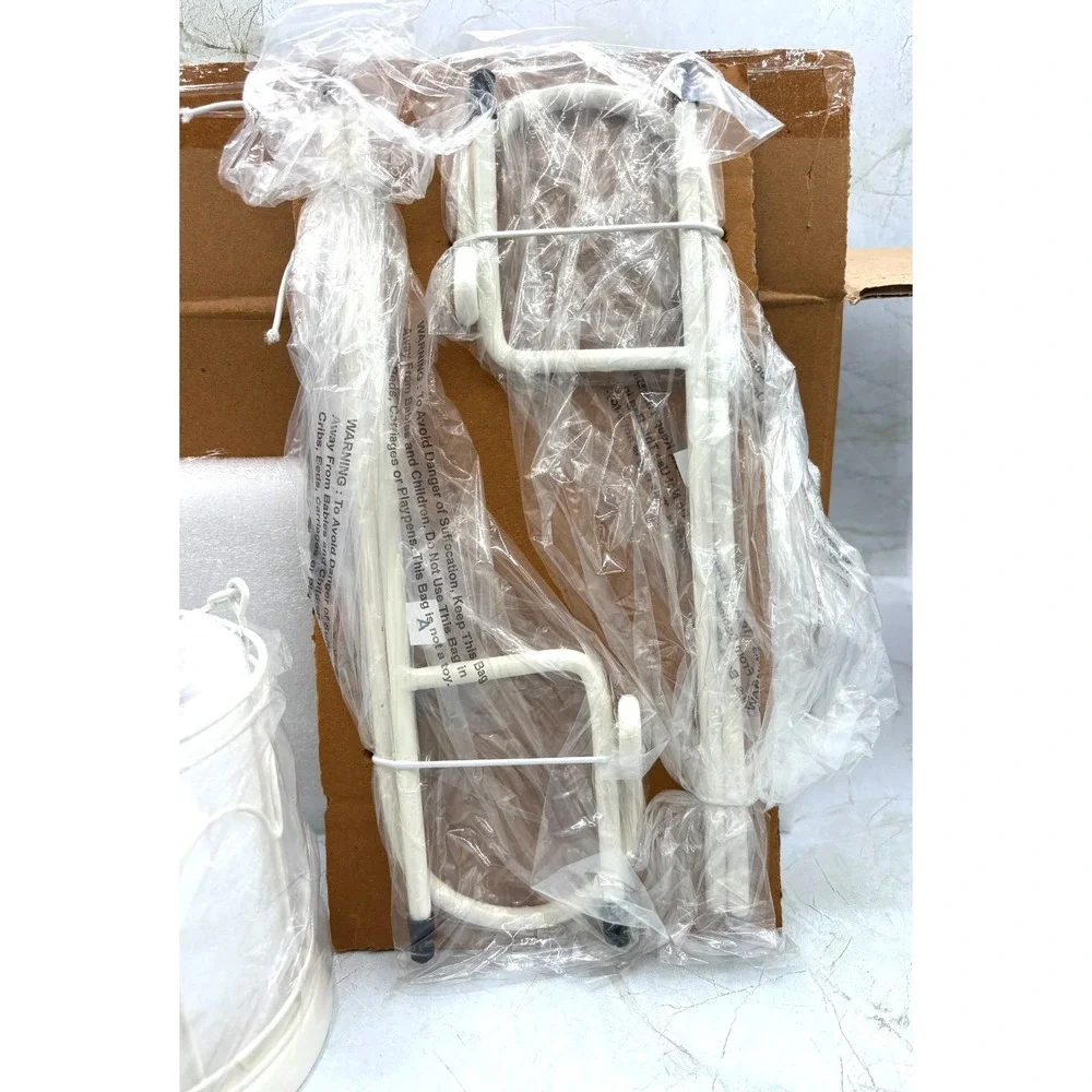 Hearth & Hand 2ct Outdoor Stake Candle Lantern‎ Powder Coated Finish White NIB